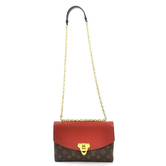 Auth LOUIS VUITTON Monogram Saint Placide Shoulder Bag Brown/Red - Picture 13 of 15